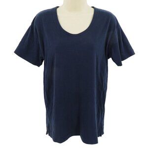 Peruvian Connection Womens Small Blue Scoop Neck Tee Shirt Top All Pima Cotton